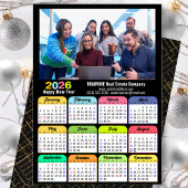 Business 2025 Kalender Modern Zwart Goud Kleurrijk Feestdagenkaart