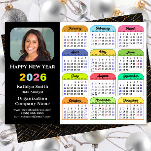 Business 2025 Kalender Modern Zwart Goud Kleurrijk Feestdagenkaart