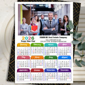 Business 2025 Kalender Modern Zwart Goud Kleurrijk Feestdagenkaart