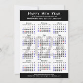 Business 2025 Kalender Modern Zwart Minimalist Feestdagenkaart (Voorkant)