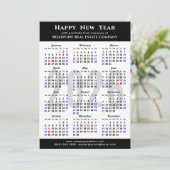 Business 2025 Kalender Modern Zwart Minimalist Feestdagenkaart (Staand voorkant)