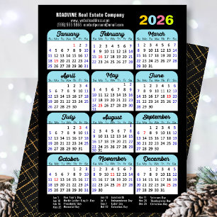 Business 2025 Kalender Zwart Blauw Minimalist Feestdagenkaart