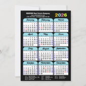 Business 2025 Kalender Zwart Blauw Minimalist Feestdagenkaart (Voorkant)