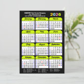 Business 2025 Kalender Zwart Groen Minimalist Feestdagenkaart (Staand voorkant)