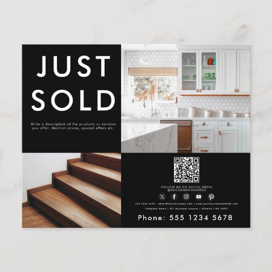 Business 2 Promotie Foto QR Code Social Media Flyer (Voorkant)