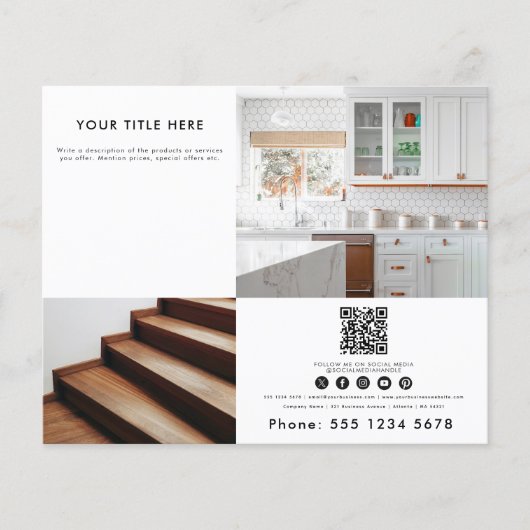 Business 2 Promotie Foto QR Code Social Media Flyer (Voorkant)