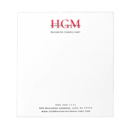 Business 3 Letter Monogram Logo Rood Zwart Wit Notitieblok