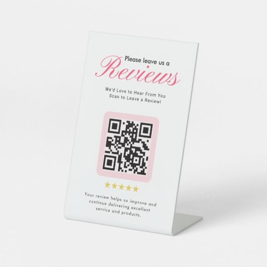Business 5 Star Review QR Code Business Tabletop  Reclamebord Met Voetstuk (Voorkant)