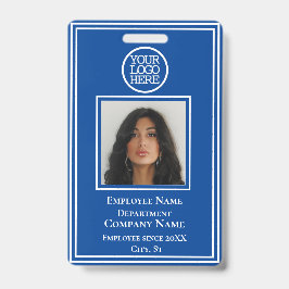Business Add Logo Moderne Blue White Employee Id Badge