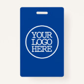 Business Add Logo Moderne Blue White Employee Id Badge (Achterkant)