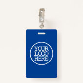 Business Add Logo Moderne Blue White Employee Id Badge (Achterkant met clip)