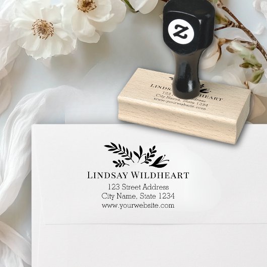 Business Address | Botanical Logo Business Rubberstempel