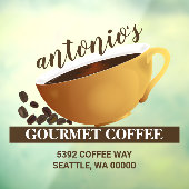 Business Address Coffee Cup Coffee Raamsticker (Vel 3)