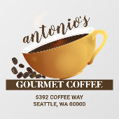 Business Address Coffee Cup Coffee Raamsticker (Vel)