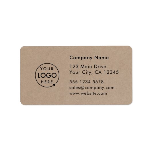 Business Address Label | Rustic Kraft Logo Sticker (Voorkant)