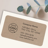 Business Address Label | Rustic Kraft Logo Sticker