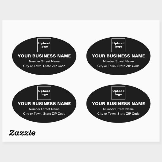 Business Address on Black Oval Sticker (Vel)