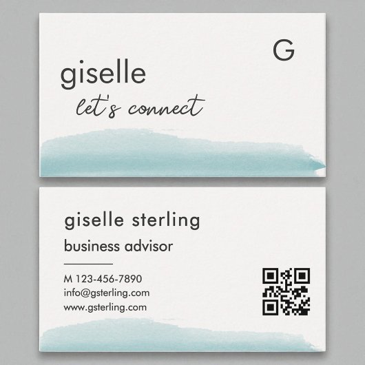Business Advisor Waterverf Aqua Blue QR-code Visitekaartje