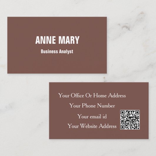 Business Analyst Terracotta Elegant Modern QR Code Visitekaartje (Voorkant / Achterkant)