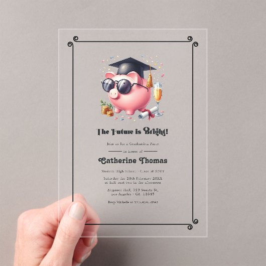 Business and Finance Majors Bright Future Afstuder Acryl Uitnodigingen (Insitu (Draagbaar))