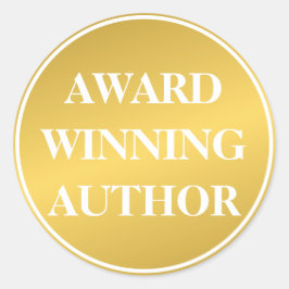 Business Award - Winnende Auteur Gold White Book Ronde Sticker
