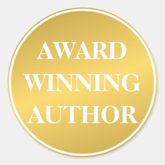 Business Award - Winnende Auteur Gold White Book Ronde Sticker (Voorkant)