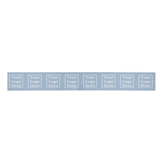 Business Baby Blue Uw Logo hier Sjabloon Grosgrain Lint (Voorkant)