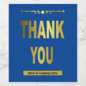 Business Bedankt Blue Typografie Wijn Etiket (Enkel label)