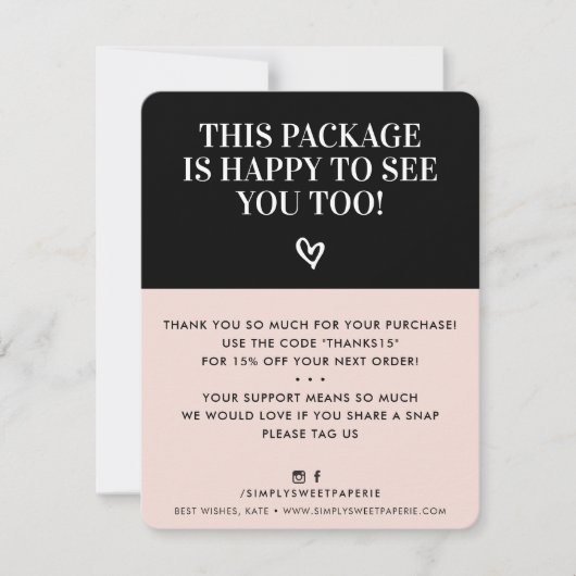 BUSINESS BEDANKT minimale moderne blush roze zwart (Voorkant)