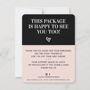 BUSINESS BEDANKT minimale moderne blush roze zwart