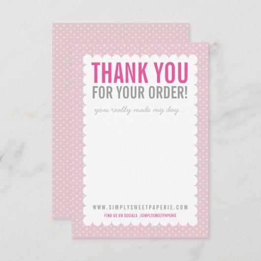 BUSINESS BEDANKT OPMERKING  polkadot roze Kaart (Voorkant / Achterkant)