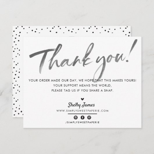 BUSINESS BEDANKT U chique moderne zwarte inkt wit (Voorkant / Achterkant)