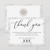 BUSINESS BEDANKT U elegante zwart grijs marmer LOG (Voorkant / Achterkant)