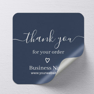 Business Bedankt voor uw bestelling Classy Navy Bl Vierkante Sticker