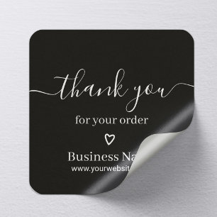 Business Bedankt voor uw bestelling Elegant Zwart Vierkante Sticker