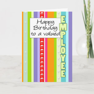 Business Birthday Card met Stripes - Employee Bir Kaart