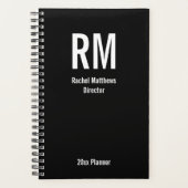 Business Black and White Monogram Text Sjabloon Planner (Voorkant)