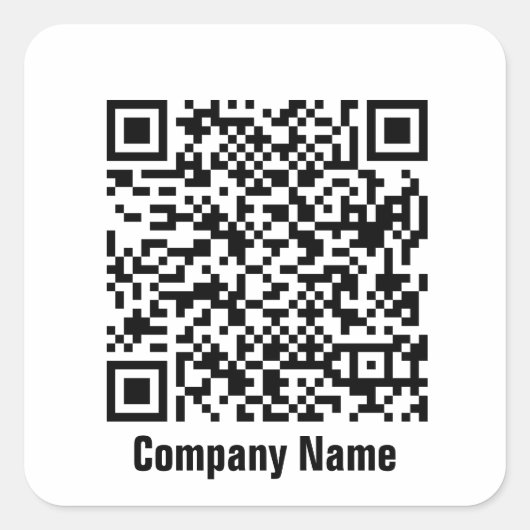 Business Black and White Text QR Code Sjabloon Vierkante Sticker (Voorkant)