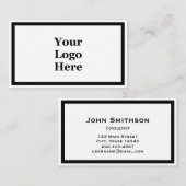 Business Black and White Your Logo Sjabloon Visitekaartje (Voorkant / Achterkant)