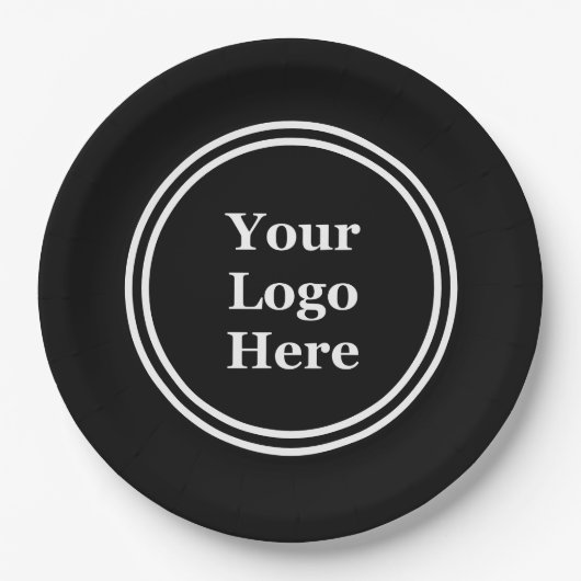 Business Black en White Border Uw Logo hier Papieren Bordje (Voorkant)