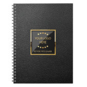 Business Black Faux Leather Logo gepersonaliseerd Notitieboek (Voorkant)