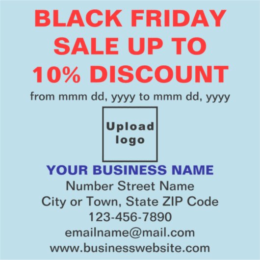 Business Black Friday Sale op lichtblauw Sticker (Voorkant)