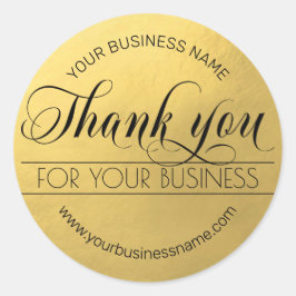 Business Black Gold Script Calligraphy Hartelijk d Ronde Sticker