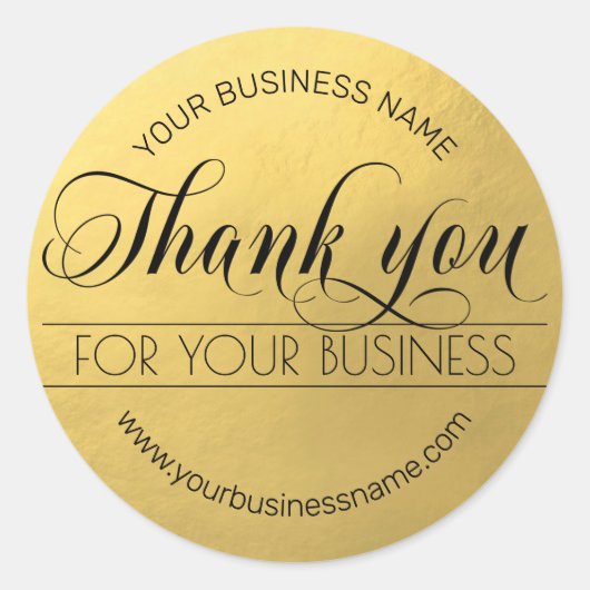 Business Black Gold Script Calligraphy Hartelijk d Ronde Sticker (Voorkant)