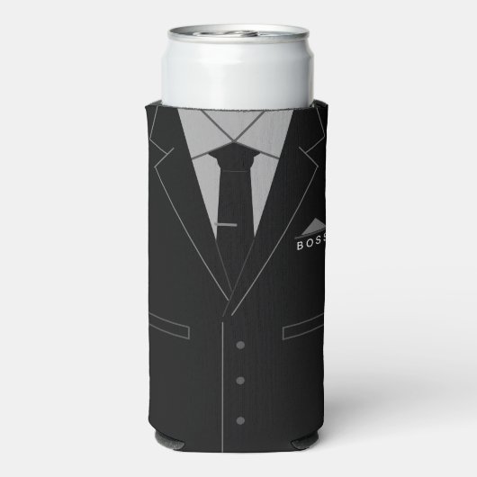 Business Black Suit Boss Koelbox Jouw naam Seltzer Blikjeskoeler (Seltzer Achterkant)