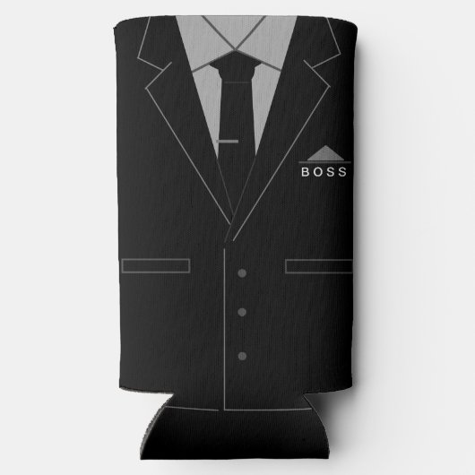 Business Black Suit Boss Koelbox Jouw naam Seltzer Blikjeskoeler (Achterkant)