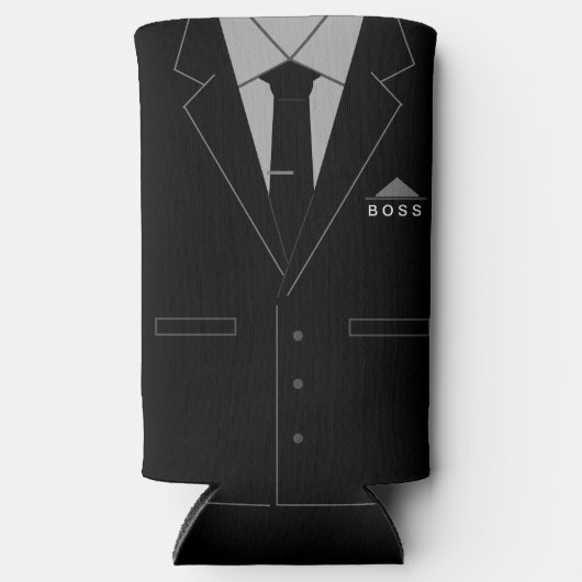 Business Black Suit Boss Koelbox Jouw naam Seltzer Blikjeskoeler (Voorkant)