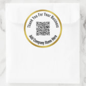 Business Black White en Gold Bedankt QR-code Ronde Sticker (Tas)