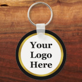 Business Black, White en Gold Your Logo hier Sleutelhanger (Voorkant)