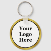Business Black White en Gold Your Logo hier Sleutelhanger (Voorkant)